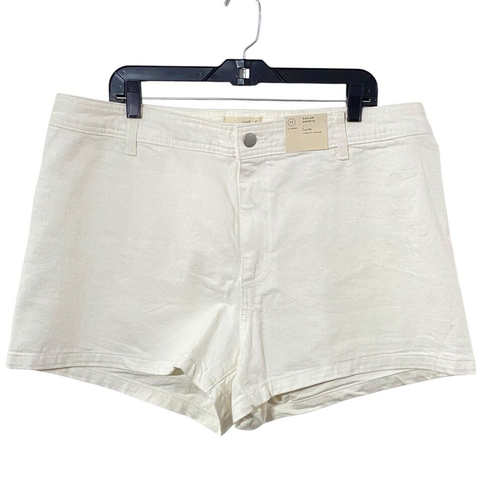 New UNIVERSAL THREAD Denim 17 White Jean HIGH RISE Fitted Hip SLIM LEG Shorts